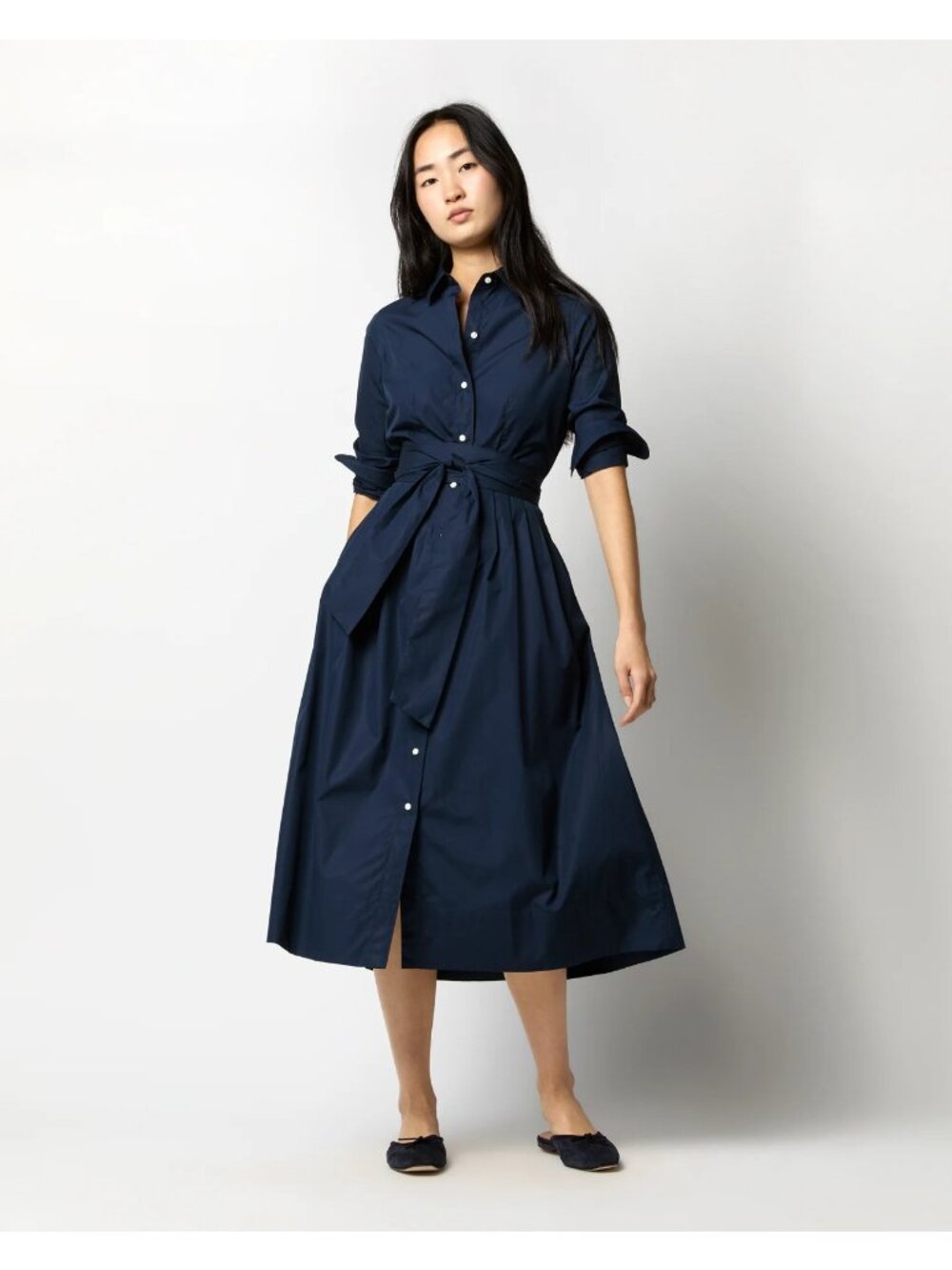 Ann Mashburn Sz XS Navy Blue Shirtwaist Dress NWOT